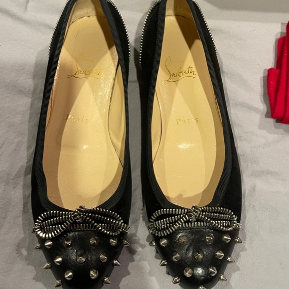 Christian Louboutin Studded Zipper Ballet Flat Size 37.5 - Picture 2 of 10